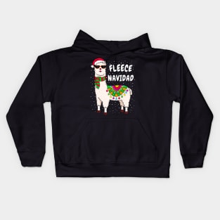 Spanish Christmas Gift Fleece Feliz Navidad Llama Kids Hoodie